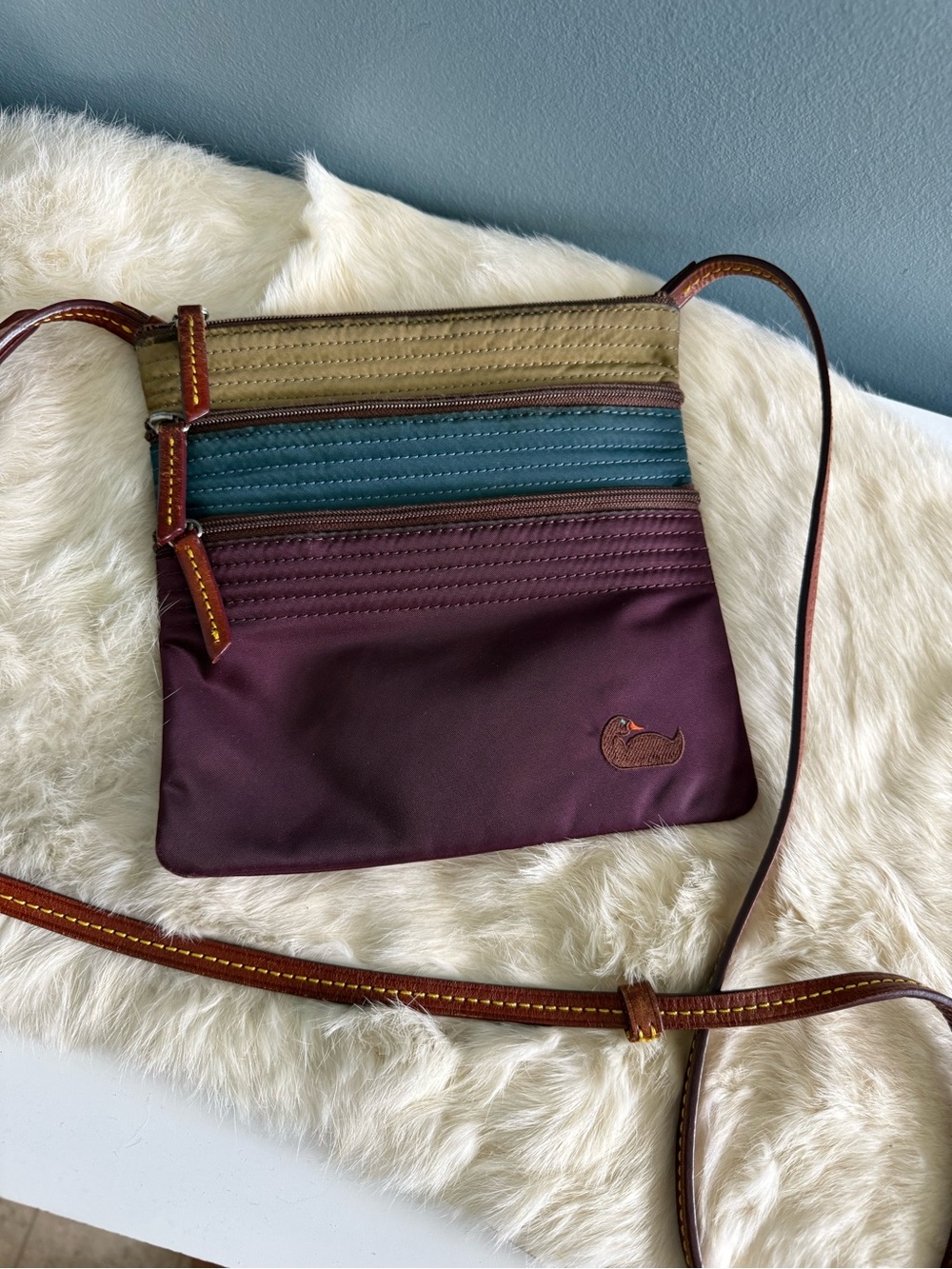 Dooney and Bourke Vintage 2000’s North South Triple Zip Crossbody Bag